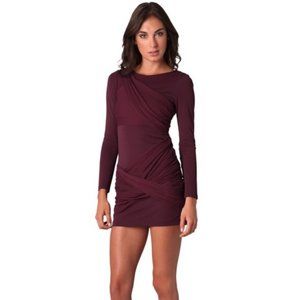 Alice + Olivia Goddess Dress, Long Sleeve Mini Maroon Wine Sz 2